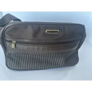 Jaguar Brown Travel Toiletry Bag Nylon Leather Trim Zip Organizer